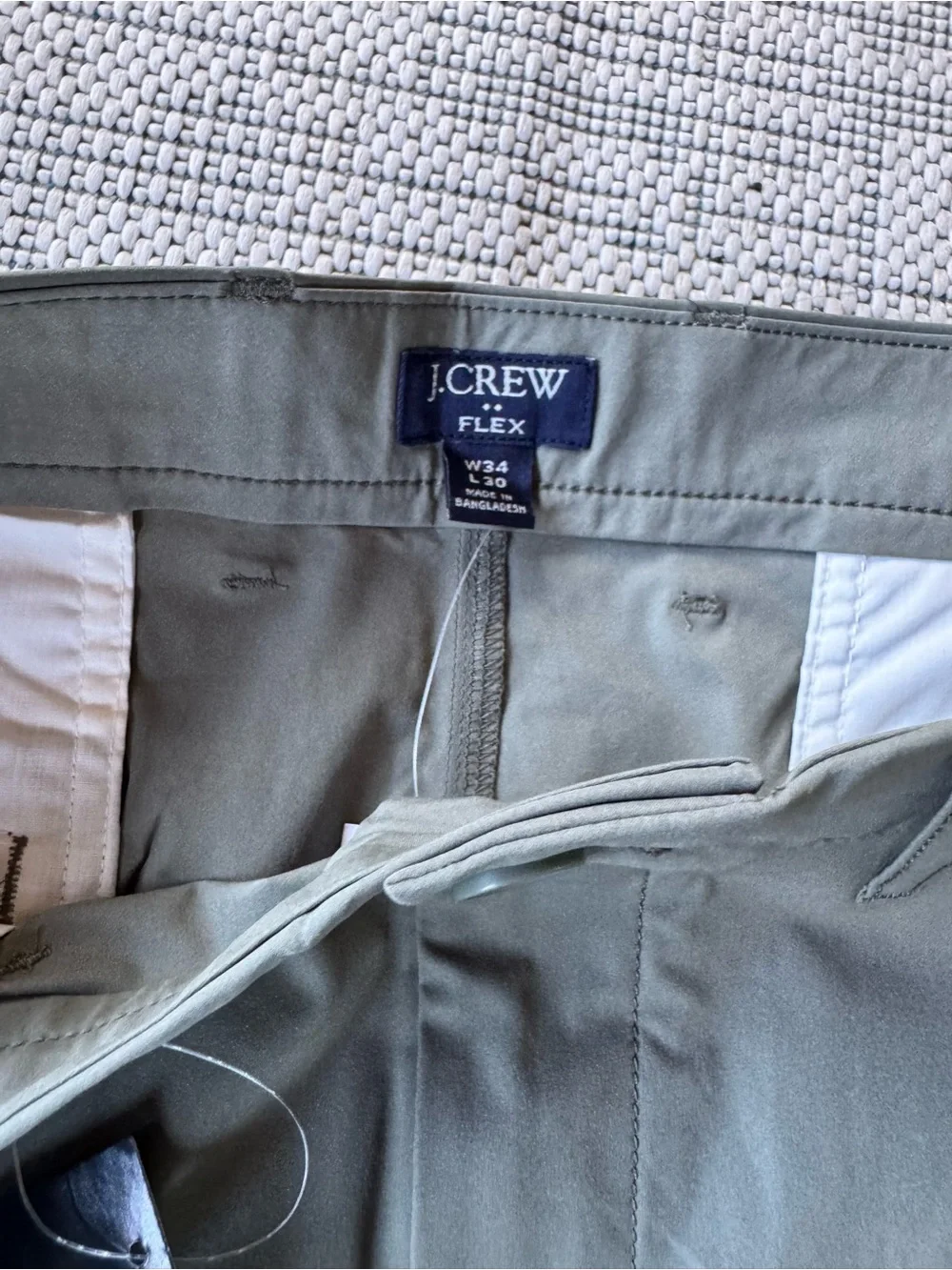 NWT J. Crew Grey GreenFlex Slim Tech Pants Mens Size 34x30